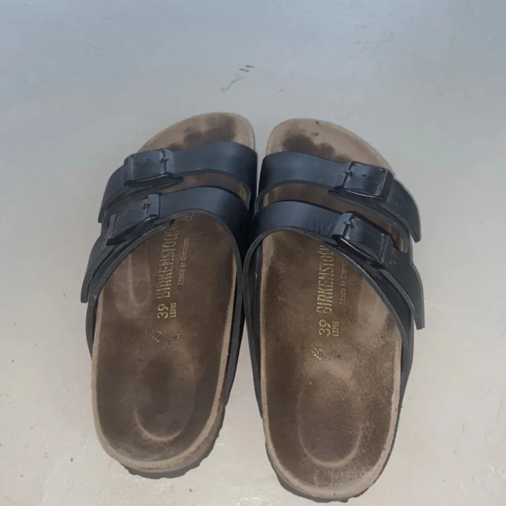 BIRKENSTOCK Arizona Women 2-strap Sandals Black Leather Size 39 250 L8 M6 US-8 - Picture 5 of 8